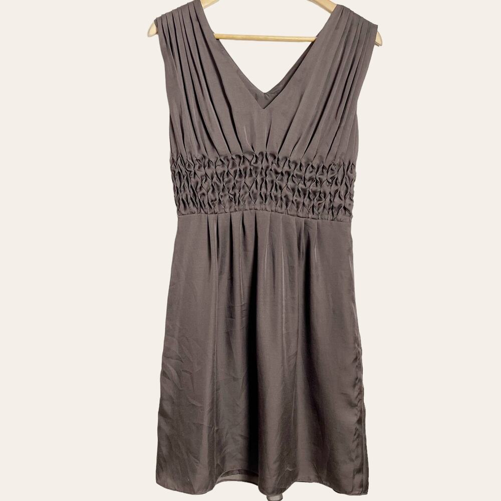 Calypso St. Barth Brown Smocked Waist Sleeveless V-Neck A-Line Dress Size S NWT